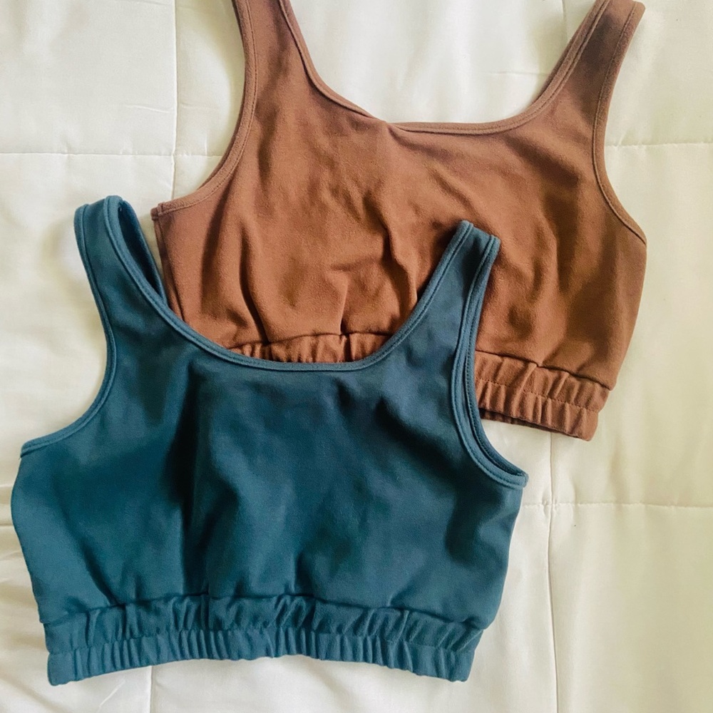 Crop Cinch Lounge Cozy Casual Tank Bra Top I’m blue